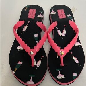 Kate Spade Black and Pink Sandals/ Flip Flops K 5963 Sz 10 B